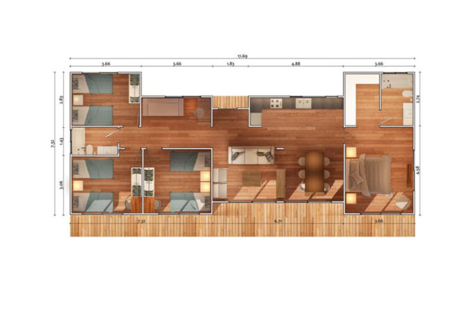 Casa Mediterránea de 113 m2 – 4 Dorm