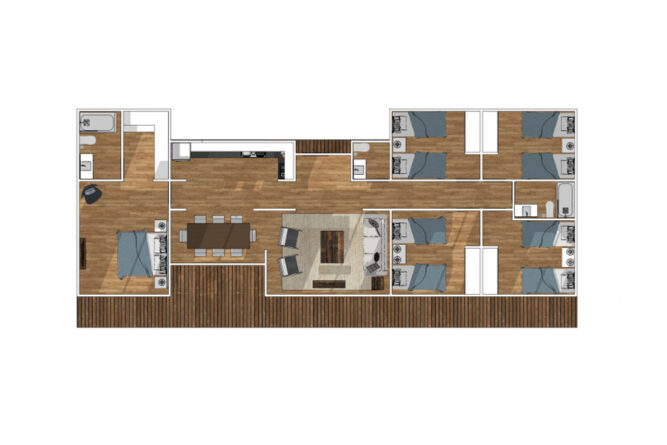 Casa con Techo inclinado de 128 m2 – 5 Dorm