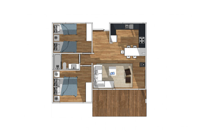 Casa Mediterránea de 56 m2 – 2 Dorm
