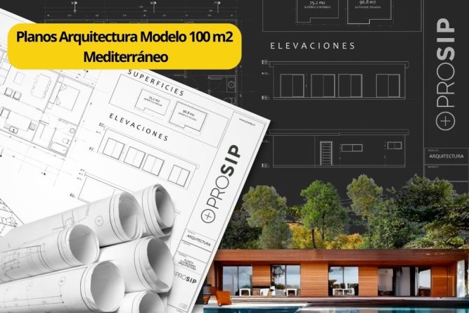 Planos de Arquitectura Modelo 100 m2 Mediterráneo