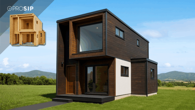 Casa PROSIP 71 m2 - 2 dormitorios en Panel SIP Techo Inclinado