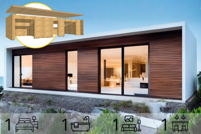 Eco House de 1 dormitorio en 36 m2