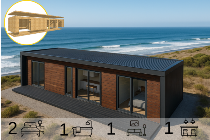 Eco House de 2 dormitorios en 48 m2 Mariposa